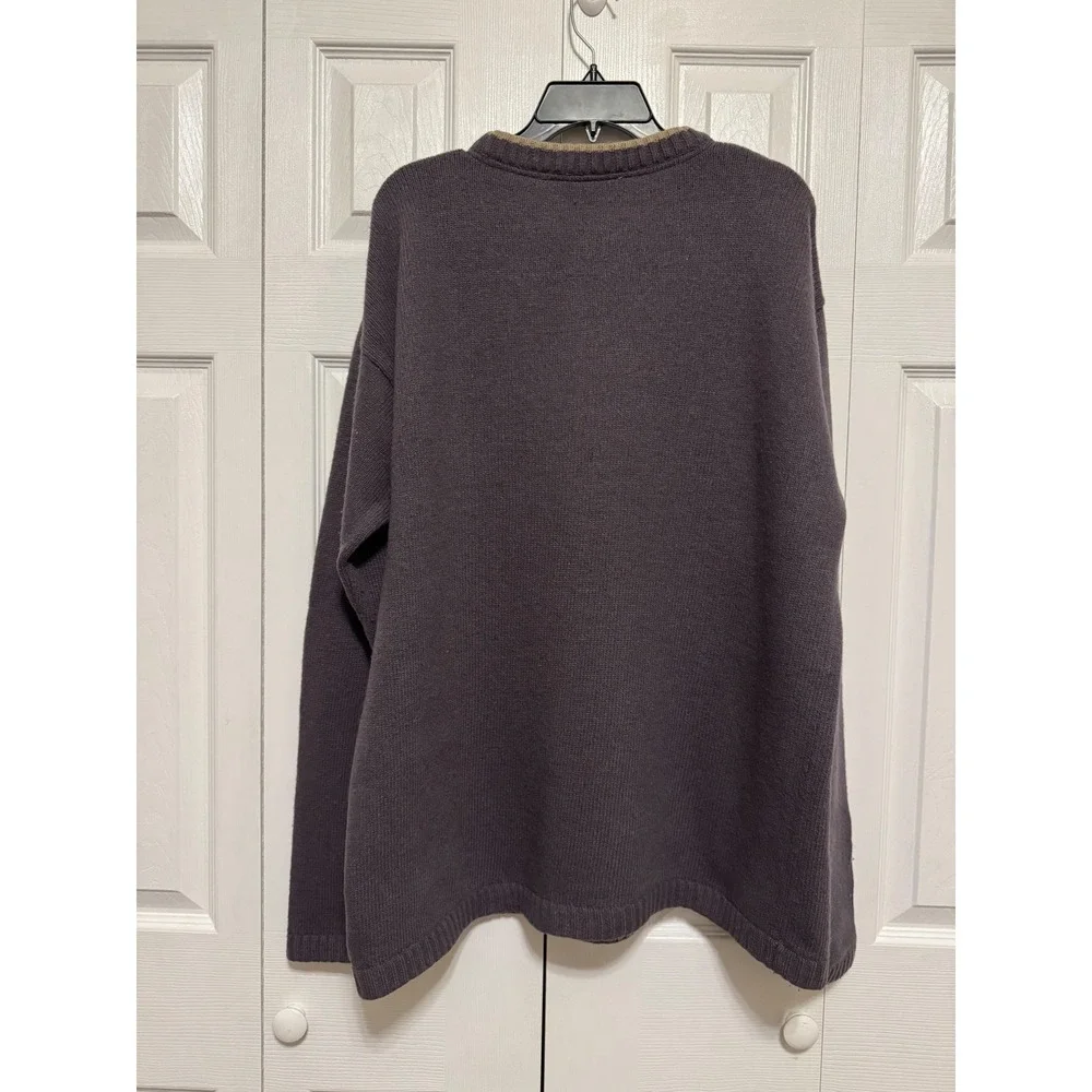 The North Face A5 Series Mens XL Lambswool Blend Crewneck Sweater Gray Tan Logo